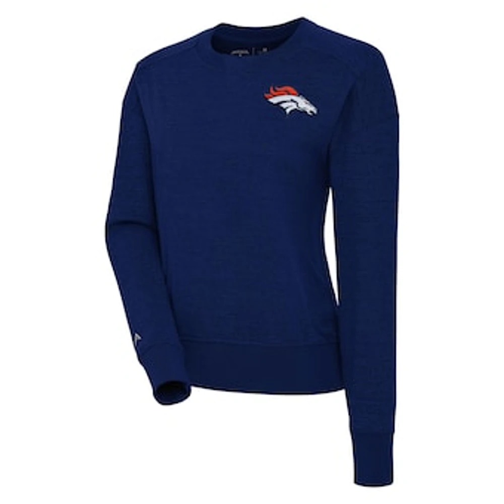 Women's Antigua Navy Denver Broncos Forward Fleece Pullover Sweatshirt