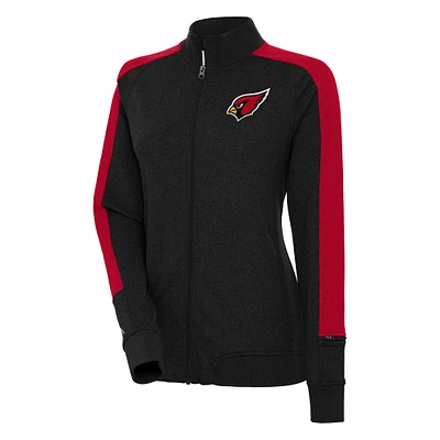 Women's Antigua Black Arizona Cardinals Strike Full-Zip Track Jacket