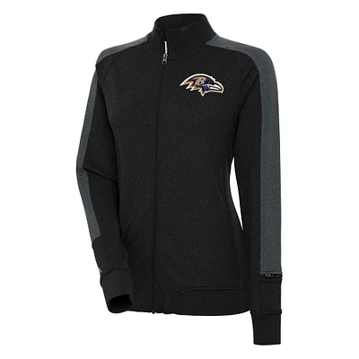 Women's Antigua Black Baltimore Ravens Strike Full-Zip Track Jacket