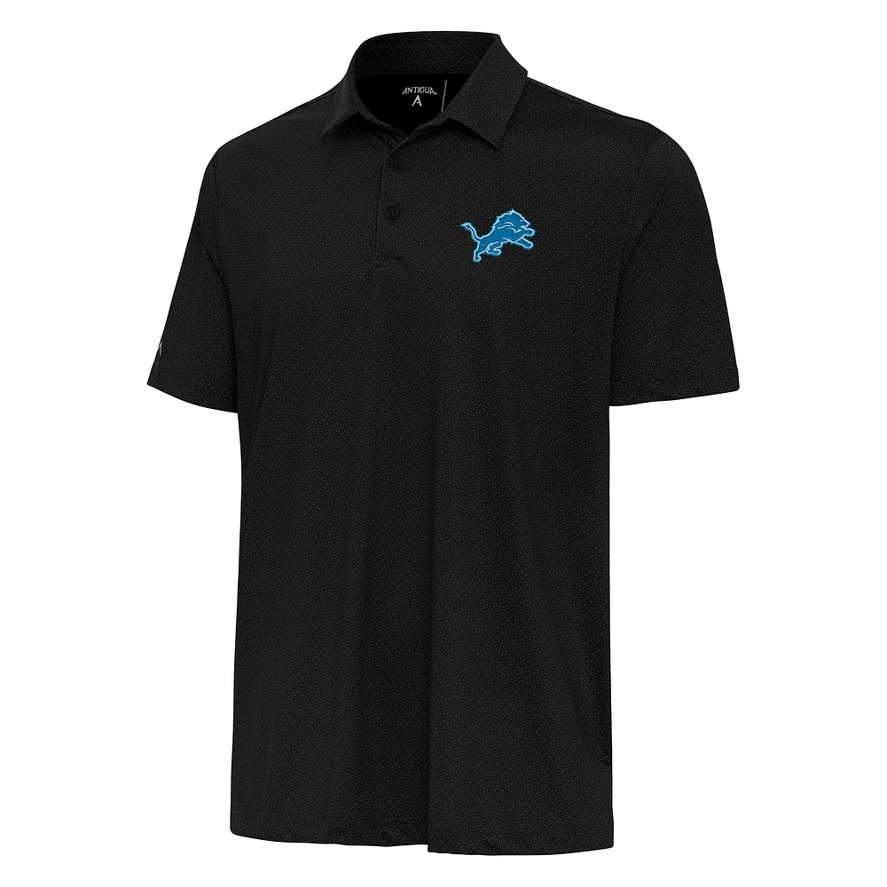 Men's Antigua Black Detroit Lions Whirl Polo