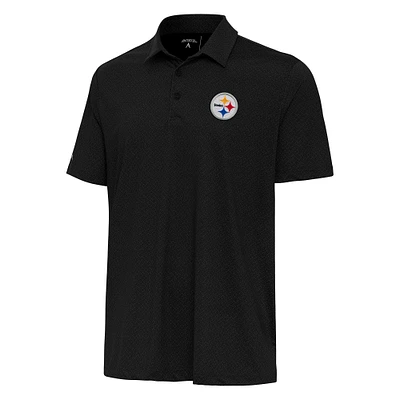 Men's Antigua Black Pittsburgh Steelers Whirl Polo