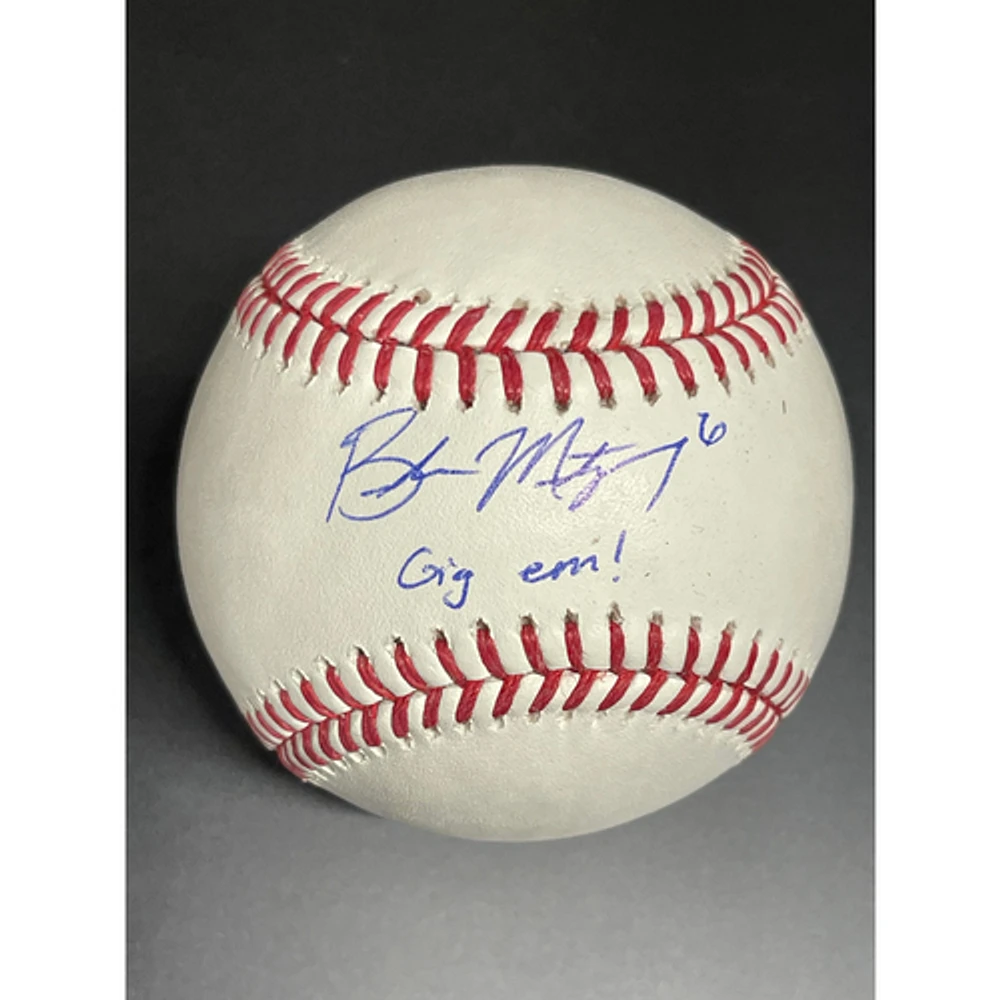 Braden Montgomery Boston Red Sox Autographed Baseball with "Gig Em!" Inscription