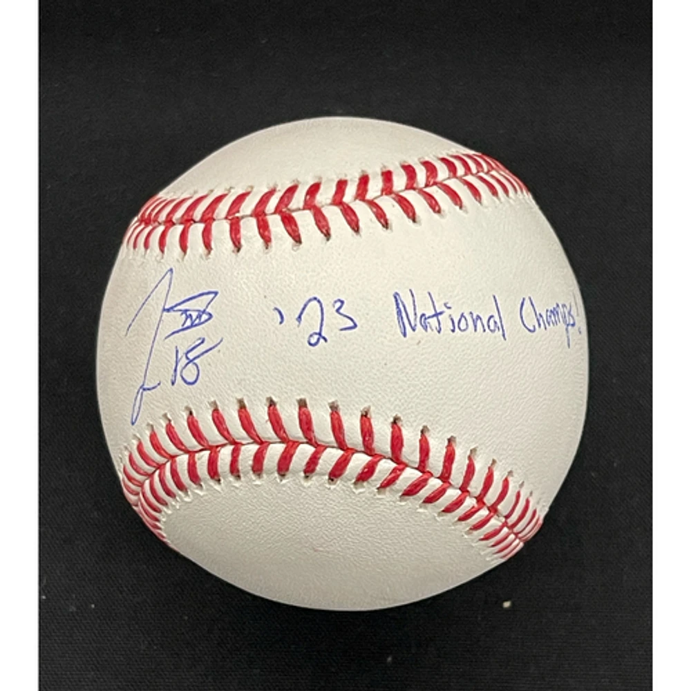Tre Morgan Tampa Bay Rays Autographed Baseball with "'23 National Champs!" Inscription