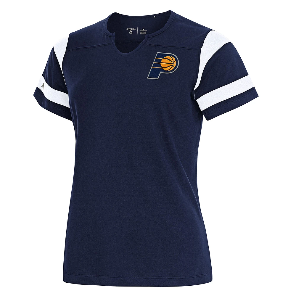 Women's Antigua Navy Indiana Pacers Encounter Short Sleeve Notch Neck Top