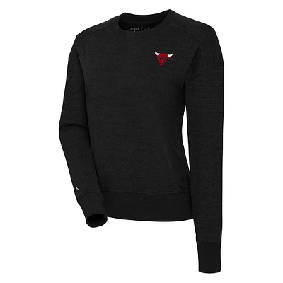 Women's Antigua Black Chicago Bulls Forward Fleece Pullover Sweatshirt