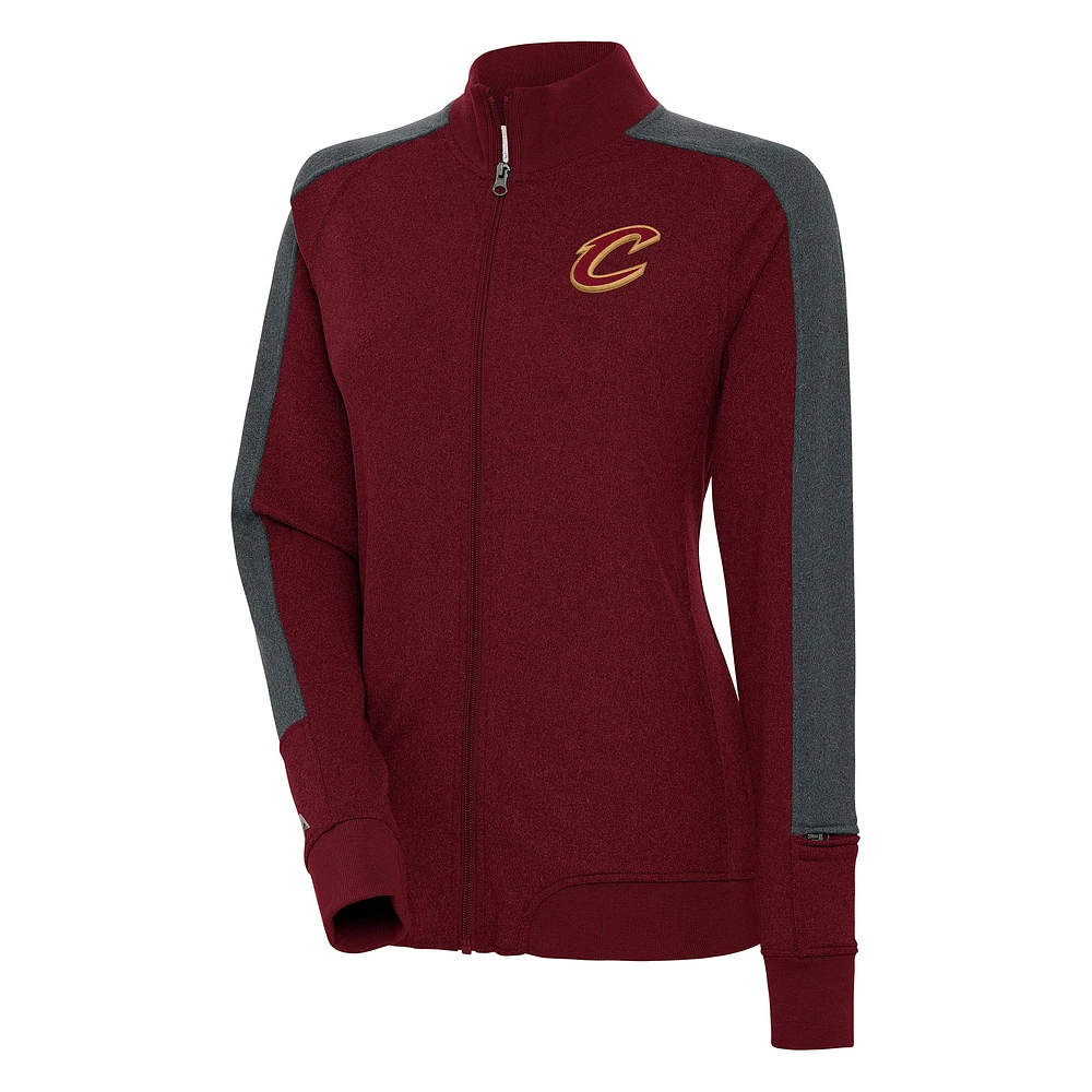 Women's Antigua Wine Cleveland Cavaliers Strike Full-Zip Track Jacket