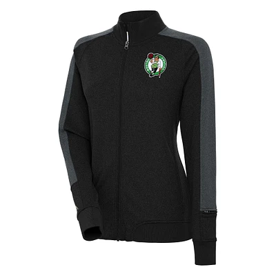 Women's Antigua Black Boston Celtics Strike Full-Zip Track Jacket