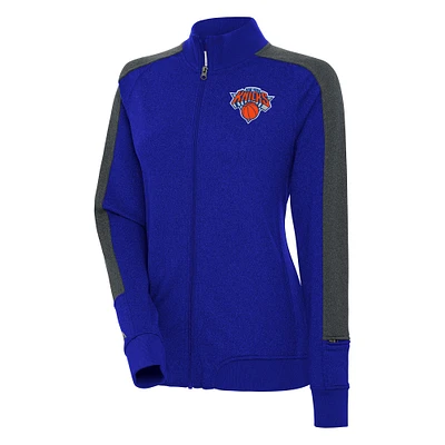 Women's Antigua Blue New York Knicks Strike Full-Zip Track Jacket