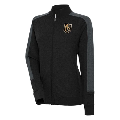 Women's Antigua Black Vegas Golden Knights Strike Full-Zip Track Jacket