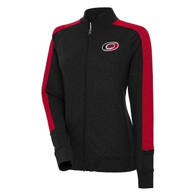 Women's Antigua Black Carolina Hurricanes Strike Full-Zip Track Jacket