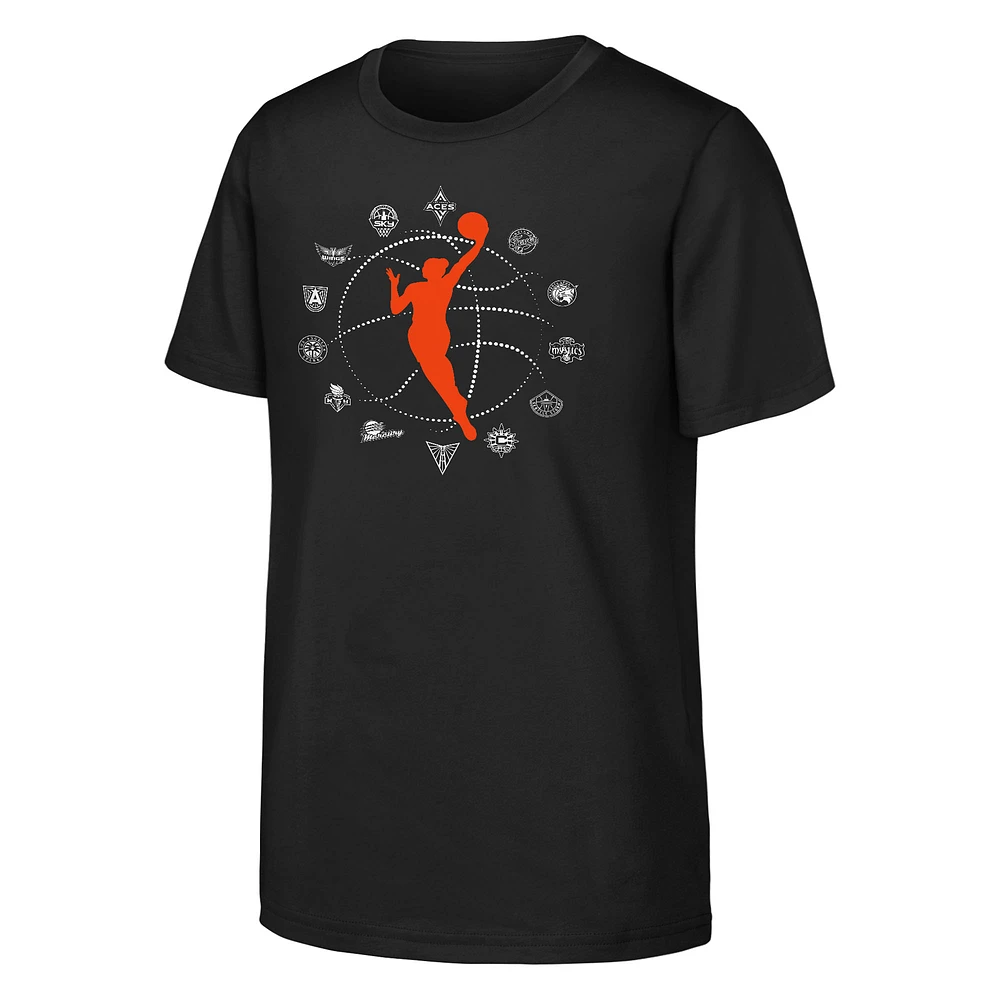 Youth Black WNBA All Teams Circle T-Shirt