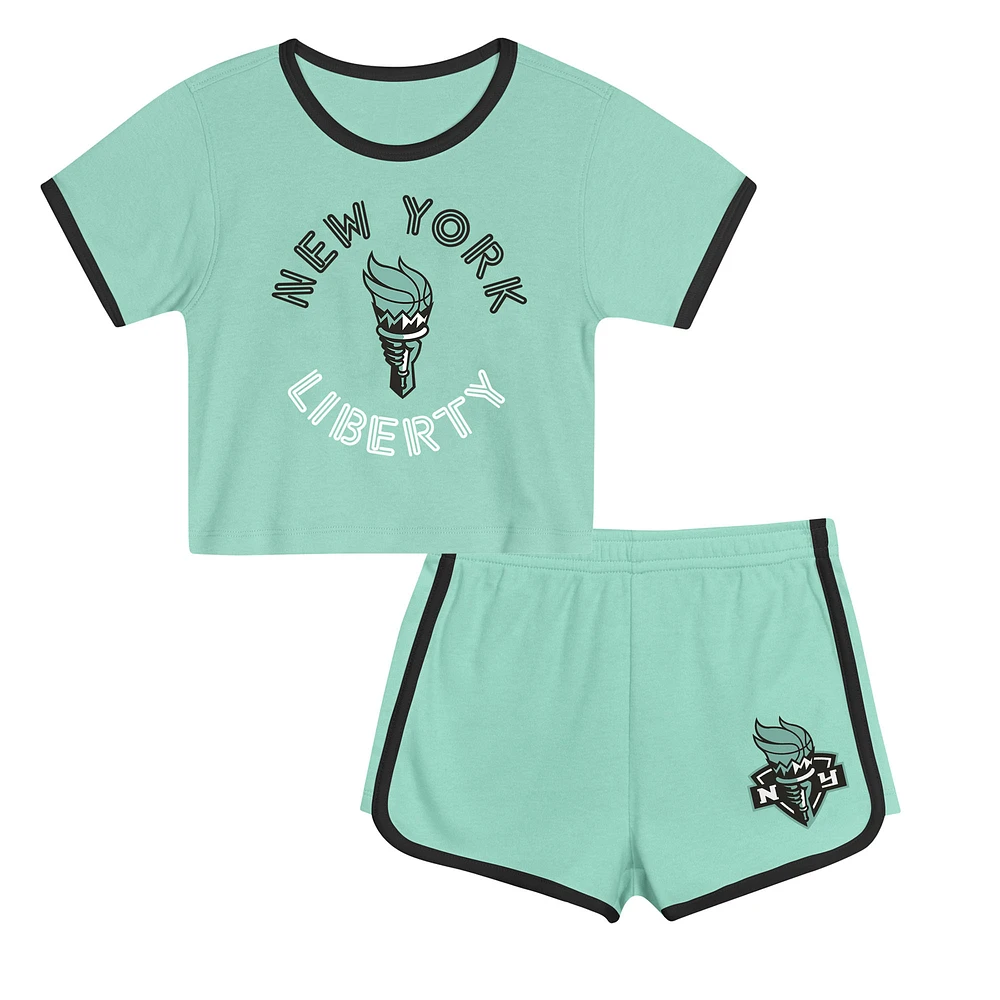 Toddler Outerstuff Mint New York Liberty Double Run T-Shirt & Shorts Set