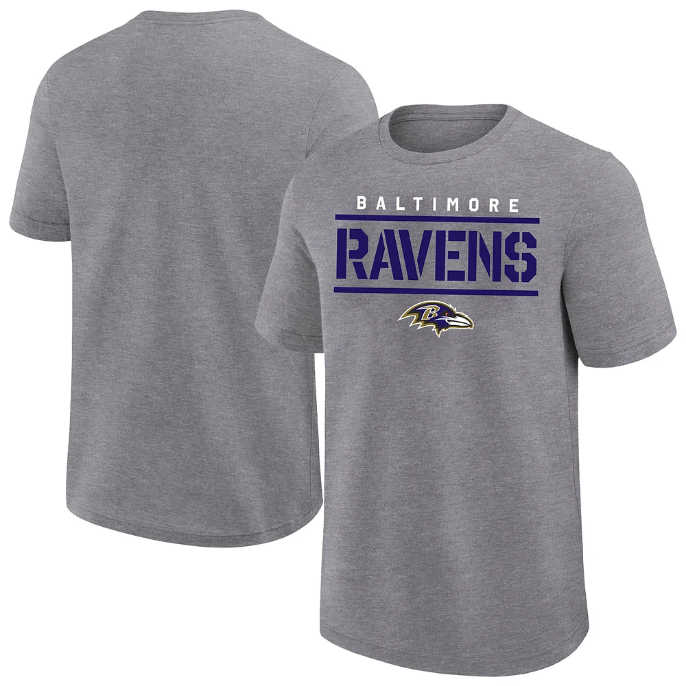 Men's Fanatics Heather Gray Baltimore Ravens Big & Tall Top Notch T-Shirt