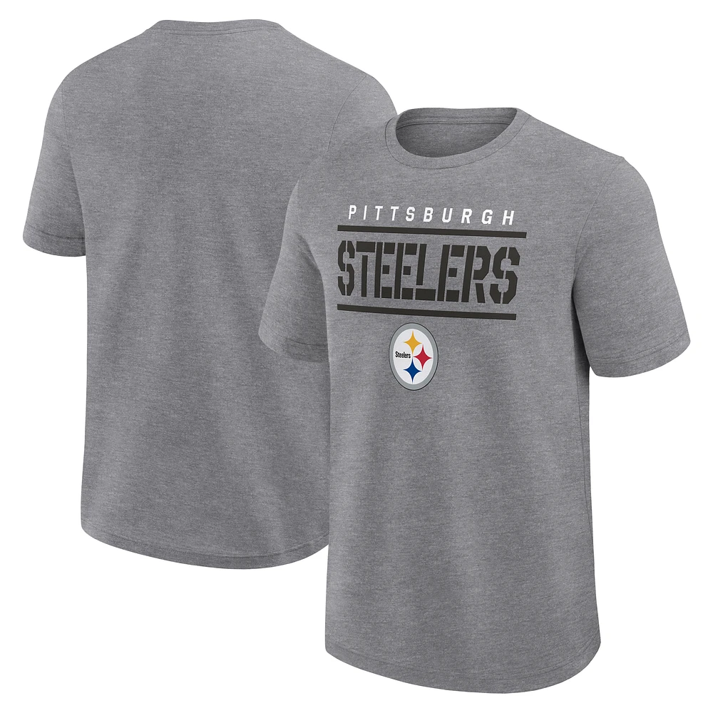 Men's Fanatics Heather Gray Pittsburgh Steelers Big & Tall Top Notch T-Shirt