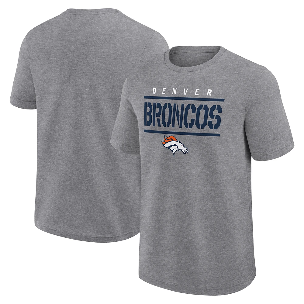 Men's Fanatics Heather Gray Denver Broncos Big & Tall Top Notch T-Shirt