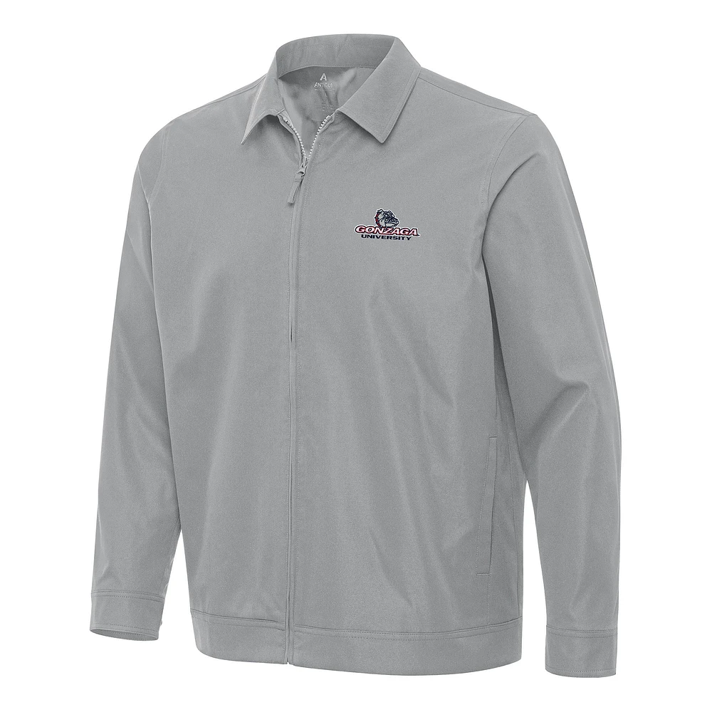 Men's Antigua Gray Gonzaga Bulldogs Pivot Full-Zip Jacket