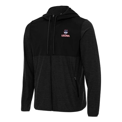 Men's Antigua Black UConn Huskies Sway Full-Zip Hoodie Jacket