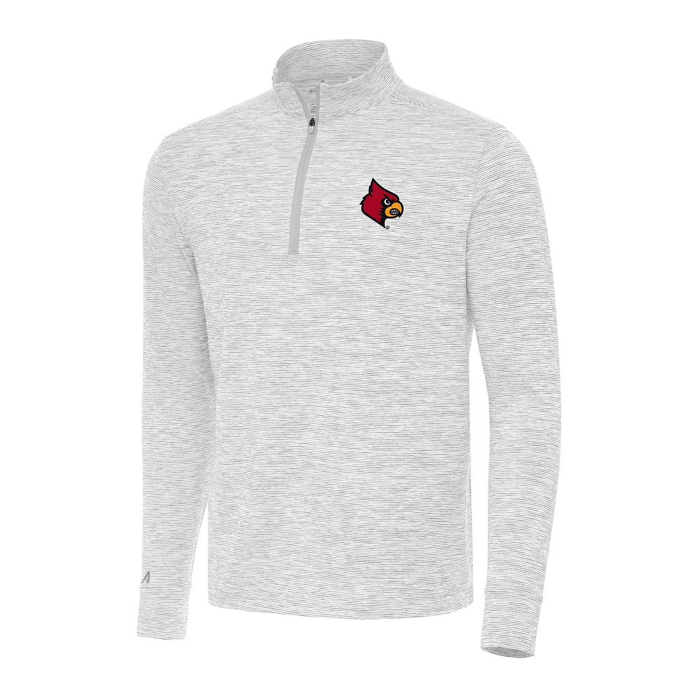 Men's Antigua Gray Louisville Cardinals Cause Quarter-Zip Top