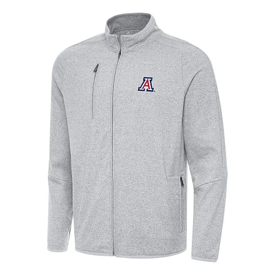 Men's Antigua Heather Gray Arizona Wildcats Hold-Up Full-Zip Tri-Blend Jacket