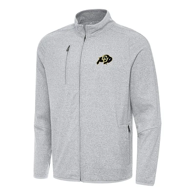 Men's Antigua Heather Gray Colorado Buffaloes Hold-Up Full-Zip Tri-Blend Jacket