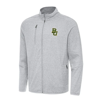 Men's Antigua Heather Gray Baylor Bears Hold-Up Full-Zip Tri-Blend Jacket