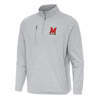 Men's Antigua Heather Maryland Terrapins Certain Tri-Blend Quarter-Zip Sweatshirt