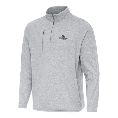 Men's Antigua Heather Gonzaga Bulldogs Certain Tri-Blend Quarter-Zip Sweatshirt