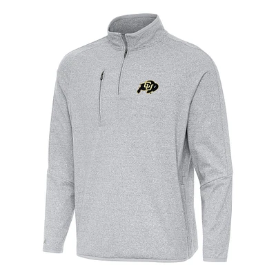 Men's Antigua Heather Colorado Buffaloes Certain Tri-Blend Quarter-Zip Sweatshirt