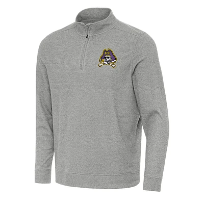 Men's Antigua Heather Gray ECU Pirates Subtle Quarter-Zip Sweatshirt