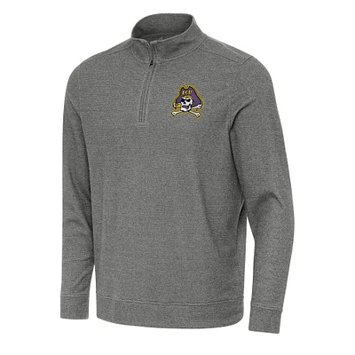 Men's Antigua Heather Charcoal ECU Pirates Subtle Quarter-Zip Sweatshirt