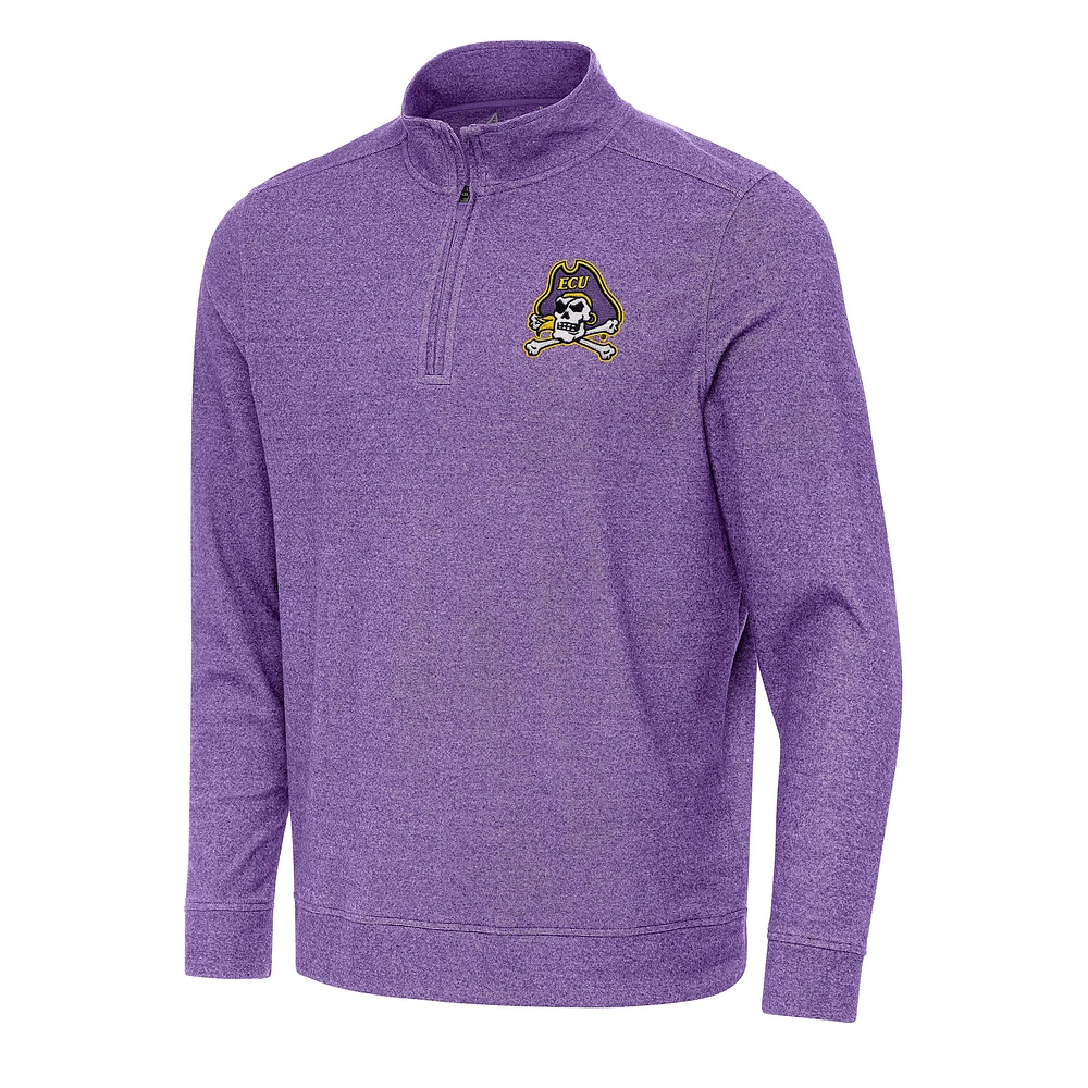 Men's Antigua Heather Purple ECU Pirates Subtle Quarter-Zip Sweatshirt