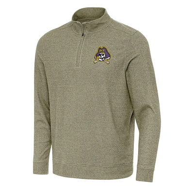 Men's Antigua Olive ECU Pirates Subtle Quarter-Zip Sweatshirt