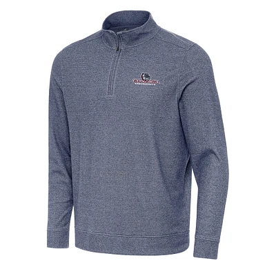 Men's Antigua Heather Navy Gonzaga Bulldogs Subtle Quarter-Zip Sweatshirt