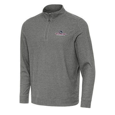 Men's Antigua Heather Charcoal Gonzaga Bulldogs Subtle Quarter-Zip Sweatshirt