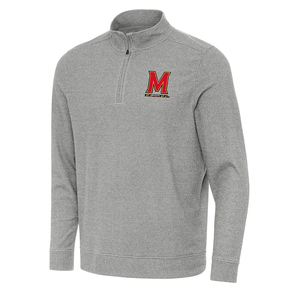 Men's Antigua Heather Maryland Terrapins Subtle Quarter-Zip Sweatshirt