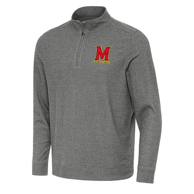 Men's Antigua Heather Charcoal Maryland Terrapins Subtle Quarter-Zip Sweatshirt