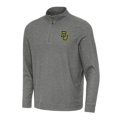 Men's Antigua Heather Charcoal Baylor Bears Subtle Quarter-Zip Sweatshirt