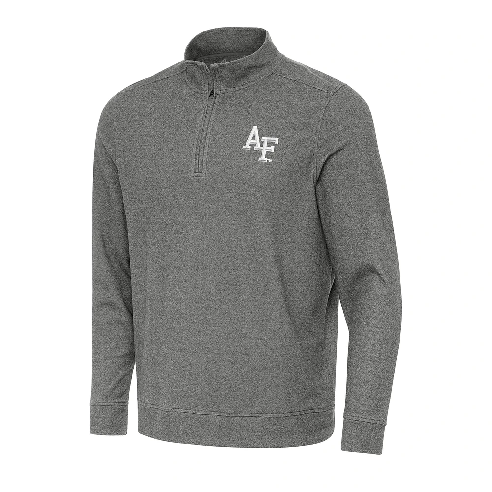 Men's Antigua Heather Charcoal Air Force Falcons Subtle Quarter-Zip Sweatshirt