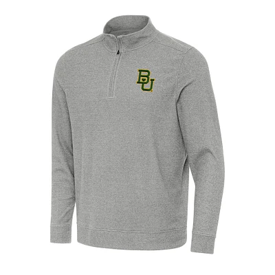Men's Antigua Heather Gray Baylor Bears Subtle Quarter-Zip Sweatshirt