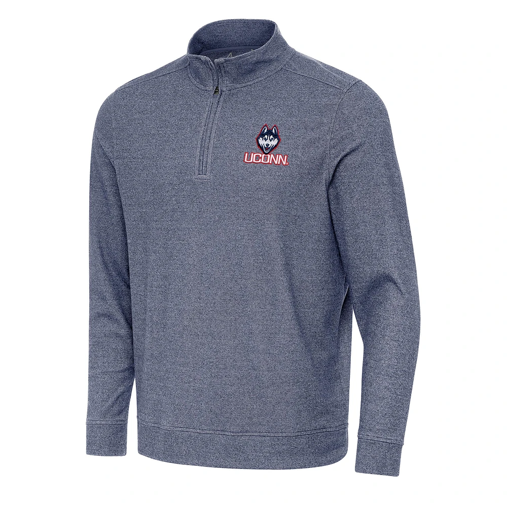 Men's Antigua Heather Navy UConn Huskies Subtle Quarter-Zip Sweatshirt