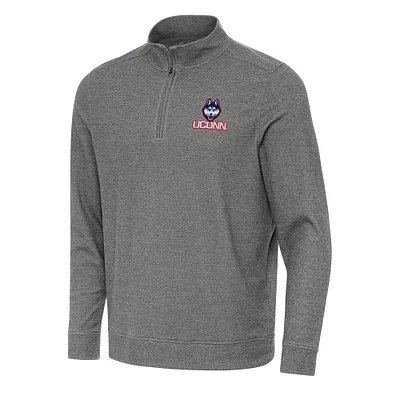 Men's Antigua Heather Charcoal UConn Huskies Subtle Quarter-Zip Sweatshirt