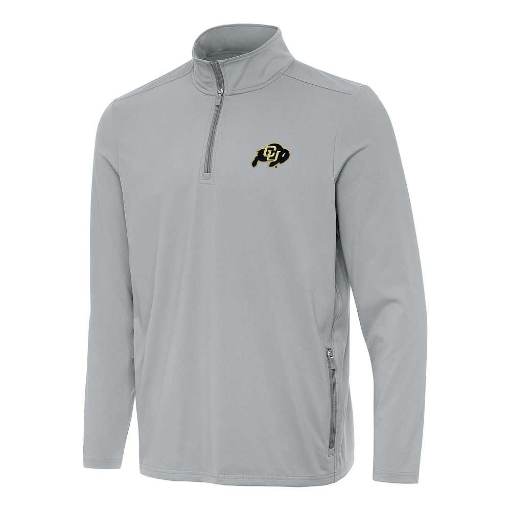 Men's Antigua Gray Colorado Buffaloes Perilous Quarter-Zip Sweatshirt