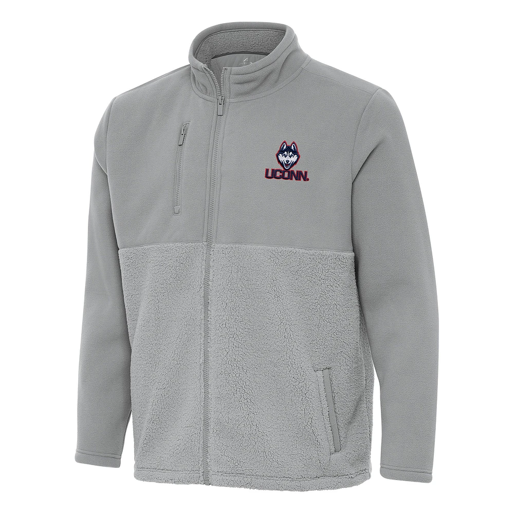 Men's Antigua Gray UConn Huskies Daily Fused Full-Zip Jacket