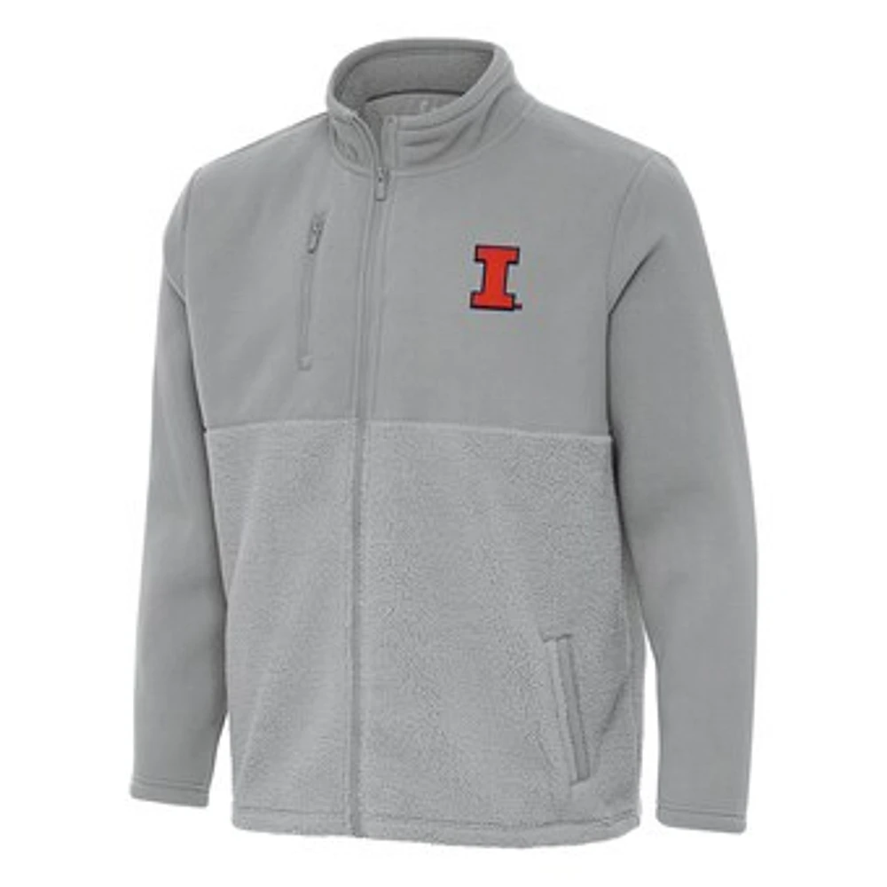 Men's Antigua Gray Illinois Fighting Illini Daily Fused Full-Zip Jacket