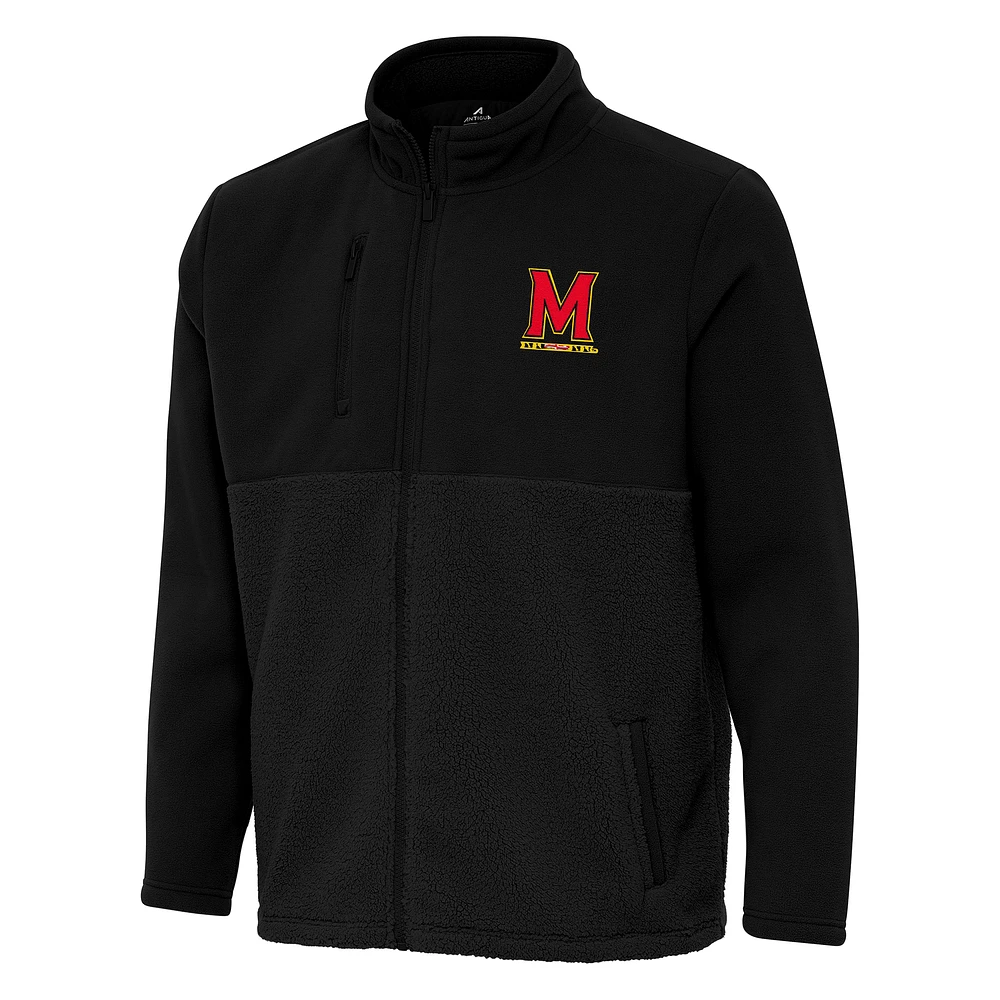 Men's Antigua Black Maryland Terrapins Daily Fused Full-Zip Jacket