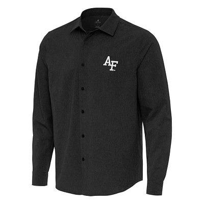 Men's Antigua Air Force Falcons Exposure Woven Long Sleeve Button-Up Shirt