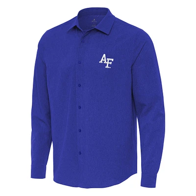 Men's Antigua Royal Air Force Falcons Exposure Woven Long Sleeve Button-Up Shirt