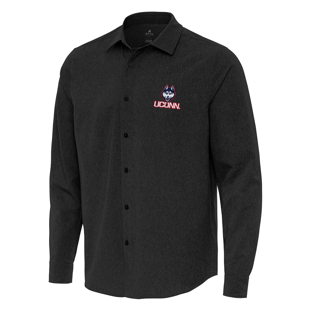 Men's Antigua UConn Huskies Exposure Woven Long Sleeve Button-Up Shirt