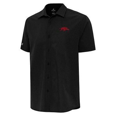 Men's Antigua Arkansas Razorbacks Activate Woven Short Sleeve Button-Up Shirt