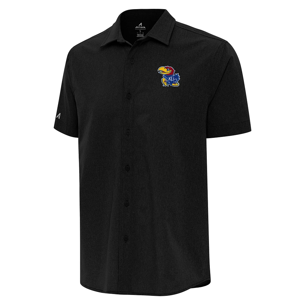 Men's Antigua Kansas Jayhawks Activate Woven Short Sleeve Button-Up Shirt